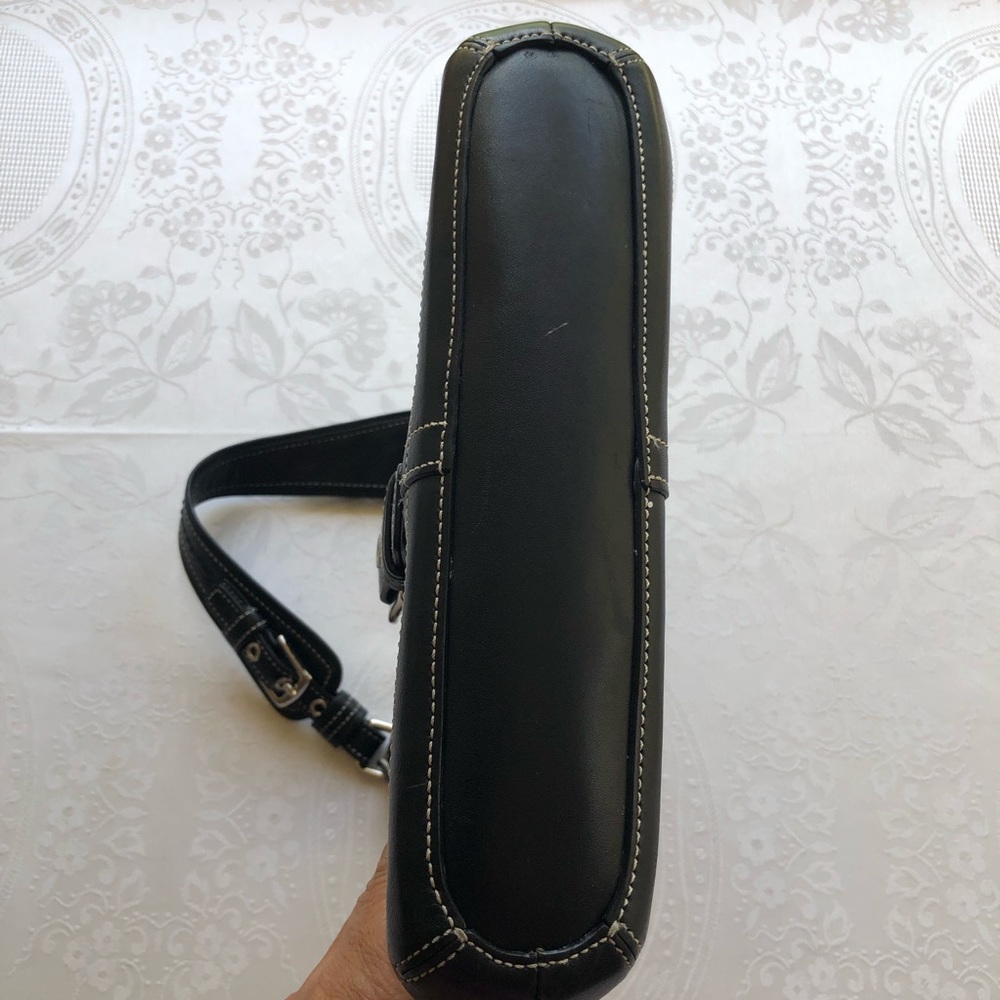 COACH Signature Hampton Shoulder Bag Black Leather/Canvas Purse Zippered Clasp - Picture 13 of 16